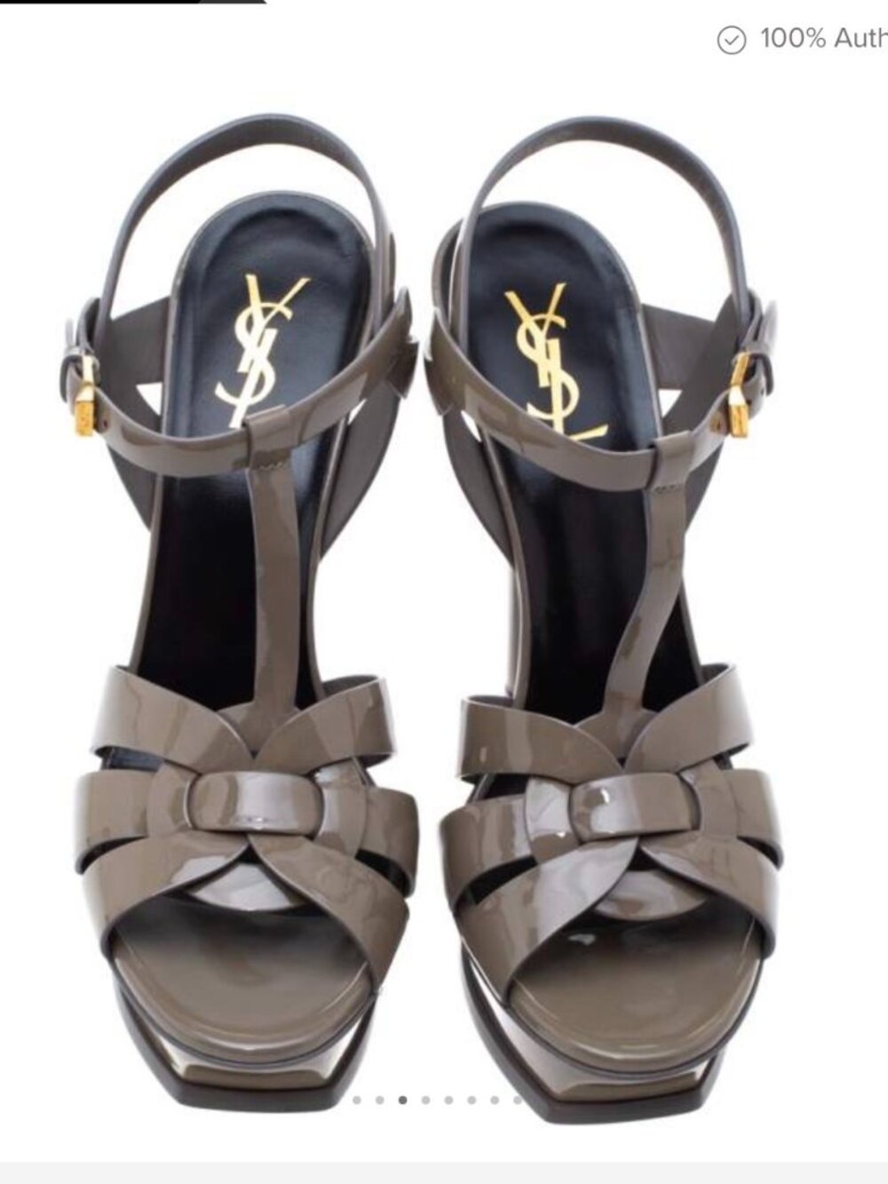 Saint Laurent-YSL Tribute Grey Patent Sandal